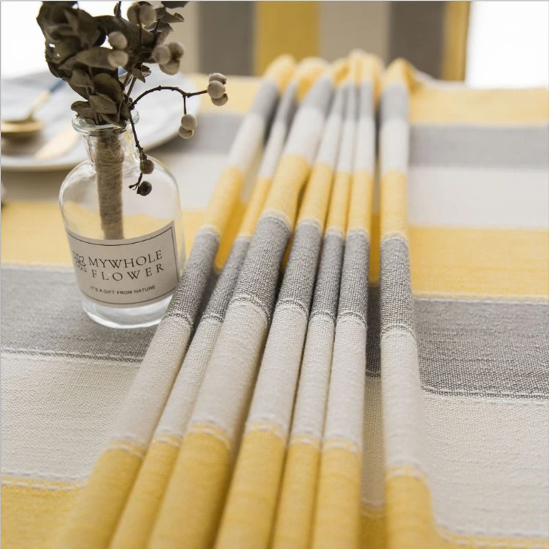 Клетчатая декоративная льняная скатерть с кисточками водонепроницаемая