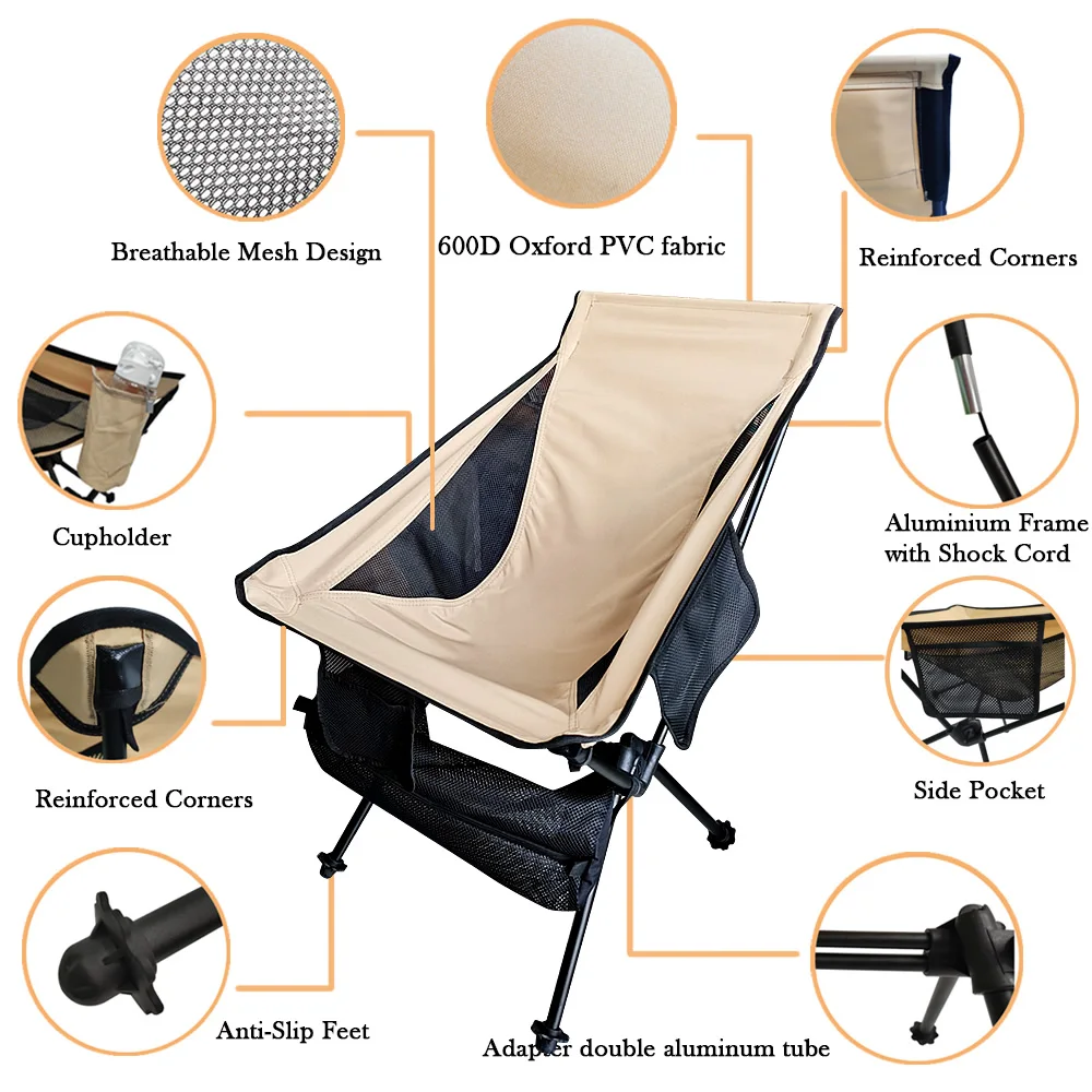 저렴한 다기능 야외 옥스포드 천 비치 의자, 정원 의자, 캠핑, 휴대용 및 경량 접이식 의자
