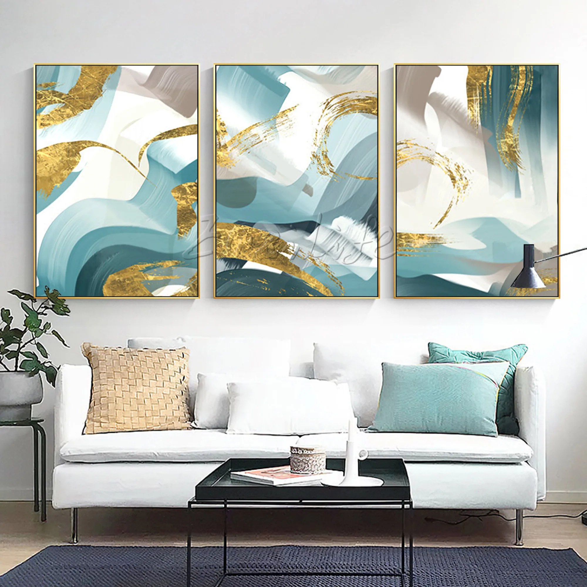

Set of 3 Abstract modern Oil painting On Canvas Painting For Living Room Hand Painted Wall art decoration wall poster