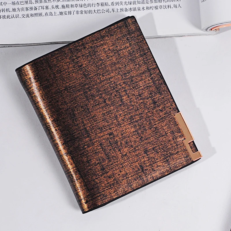 Мужской кожаный кошелек короткий золотой тонкий милый роскошный передний карман