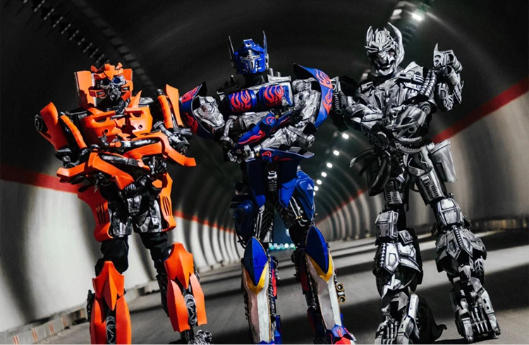 

Wearable robot costume COS props warm show helmet transformers led light up eye robot costomes Bumblebee cosplay prop