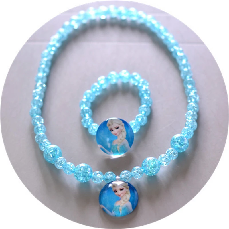 2 шт./лот диснеевских мультфильмов Холодное сердце детское ожерелье + браслеты
