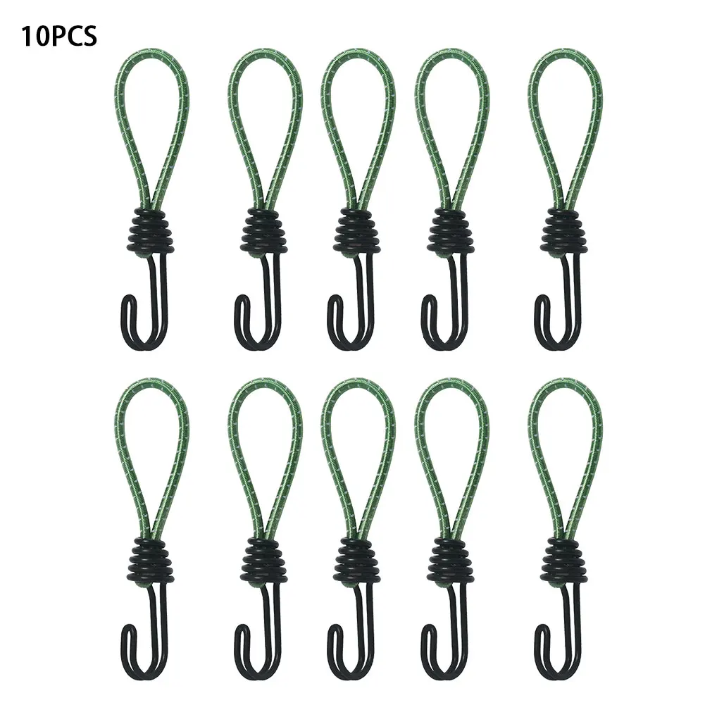 

10pcs Strapping Outdoor Camping Canopy Buckle Reflective Spiral Wire Tent Accessories Trucks Elastic Rope Bungee Cord Hook Boats