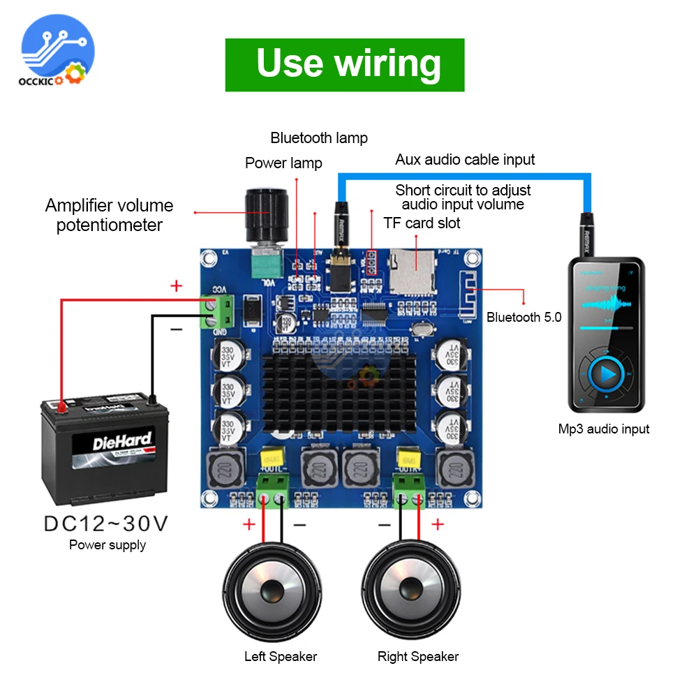 XH A105 Bluetooth 5 0 TDA7498 цифровой усилитель плата 2x100 Вт стерео аудио модуль поддержка tf
