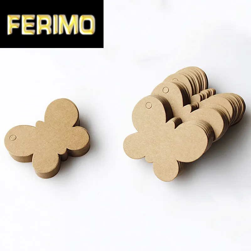 100 шт. DIY крафт Бумага метки бабочка этикетка Чемодан День рождения Свадебные