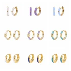 Женские маленькие серьги-кольца MC, серебряные, фиолетовыесиние эмалевые серьги-кольца с бриллиантами, корейские цирконы, капающие масляные серьги для пирсинга, 925 пробы