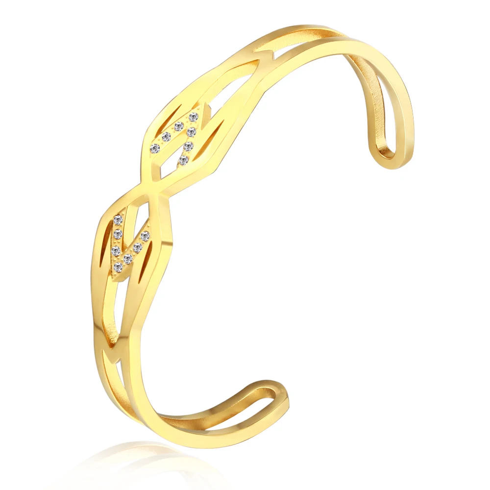 

Открытый браслет в стиле ретро из титановой стали с бриллиантами, браслет, свадебные украшения