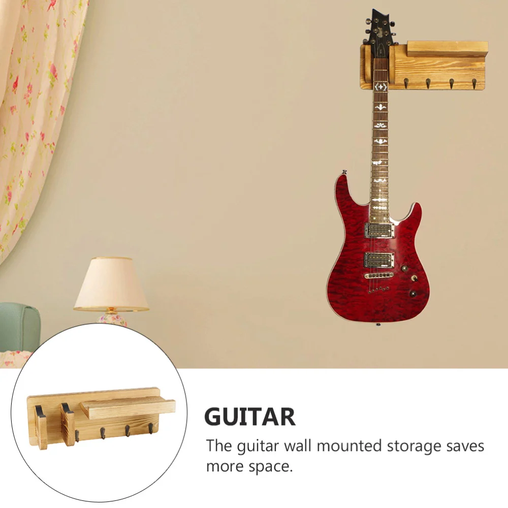 

1Pc Guitar Hanger Wall Hook Guitar Bass Ukulele Storage Rack (Wood Color)