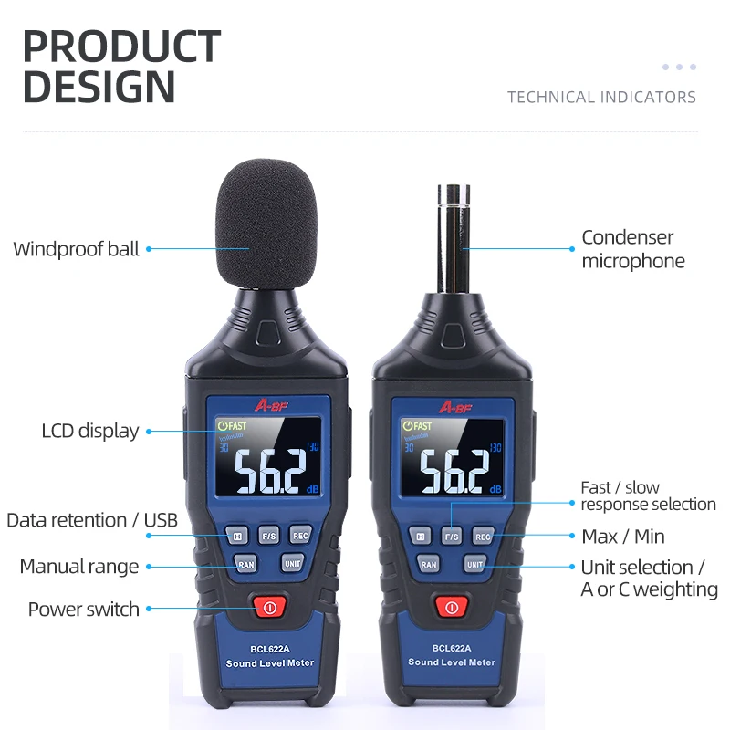 A-BF Высокоточный шумомер детектор децибелей Инструмент с цветным экраном тестер профессионального уровня звука.