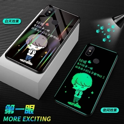 Longxin для xiaomi 6x силиконовый мягкий край стеклянный чехол фосфоресцирующий цветной
