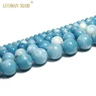 Тонкий AAA 100% натуральный голубой китайский Ларимар круглый натуральный камень бусины для самостоятельного изготовления ювелирных изделий браслет ожерелье 4681012 мм
