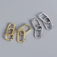 925 sterling silver geometric oval hoop earrings for women simple metal style detachable earrings for women