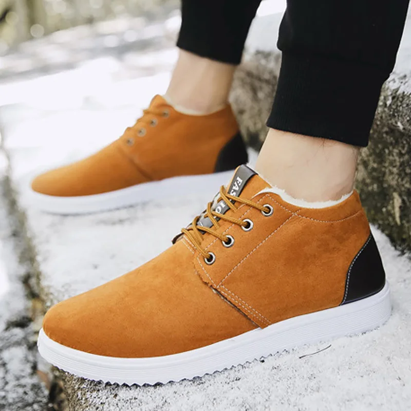 Ботильоны мужские теплые повседневная дешевая обувь для снега классические