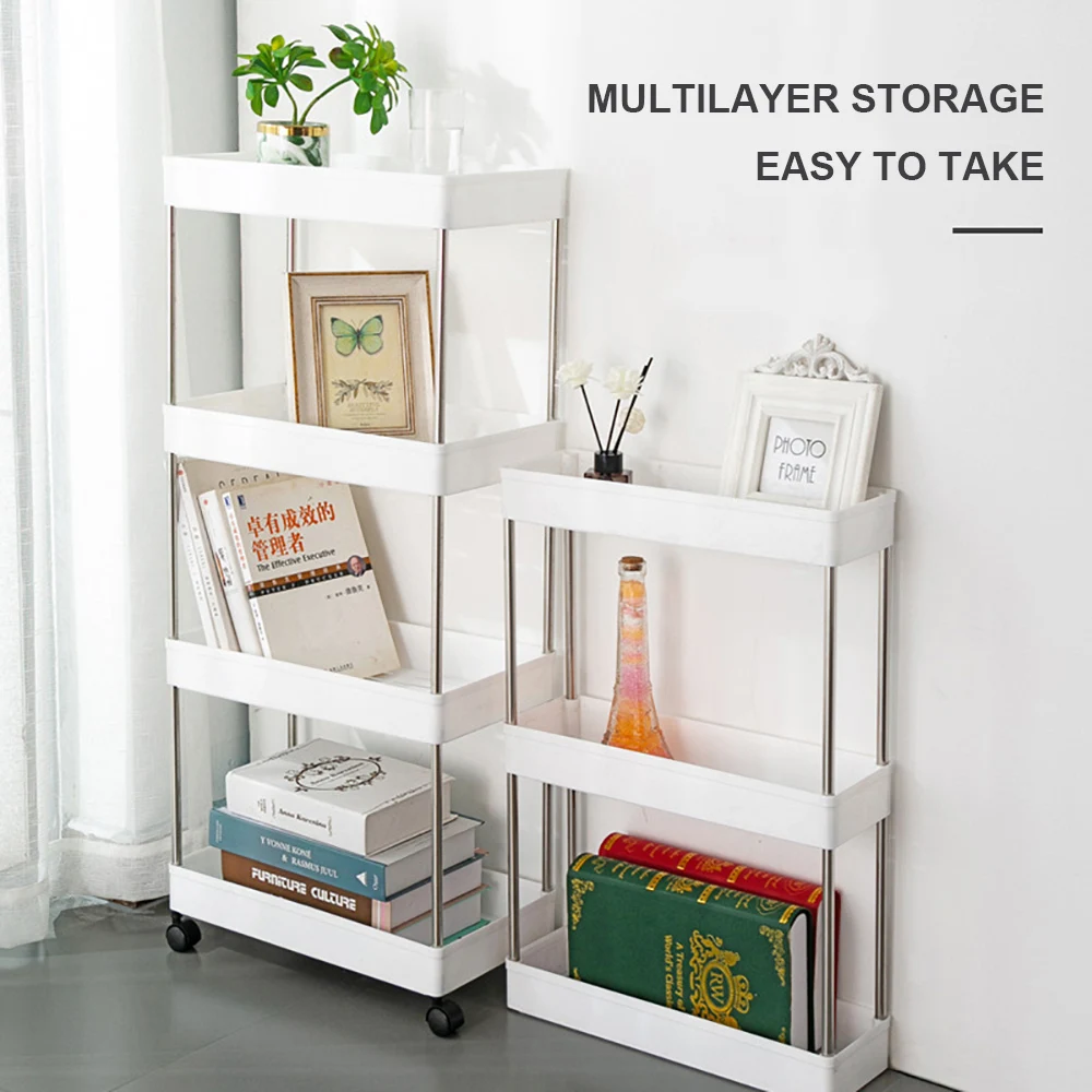 3/4 Tier Storage Organizer Rack Movable Kitchen Bathroom Shelf Metal Rolling Trolley Cart Basket Stand Wheels Save Space Holder | Дом и сад