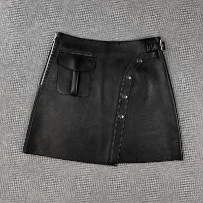

2020 Women Spring Genuine Real Sheep Leather Skirt E23