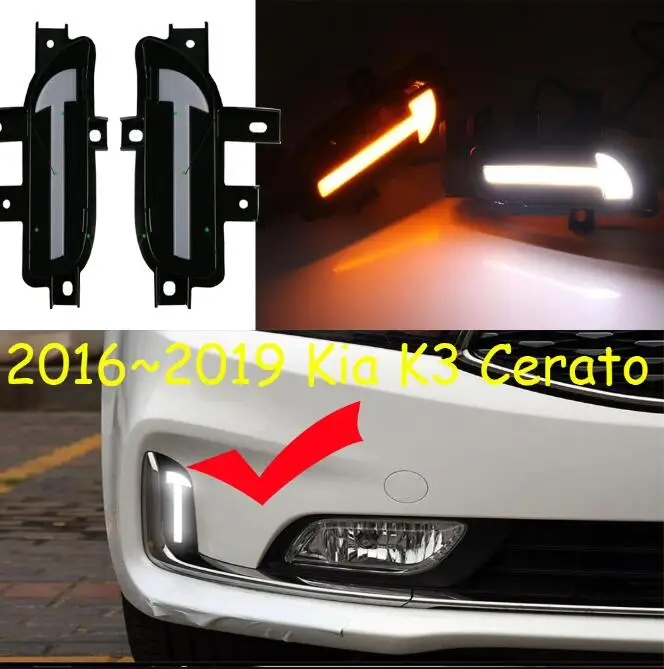 White yelo Один комплект~ года для Kia K3 дневной свет Cerato автомобильные аксессуары светодиодный DRL фары для Kia K3 Противотуманные фары - Цвет: White yelo