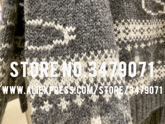 Ladies Duck Pattern V-neck Turtleneck Knit Autumn Winter High Quality Cashmere Wool Blend Casual Women's Loose Sweater