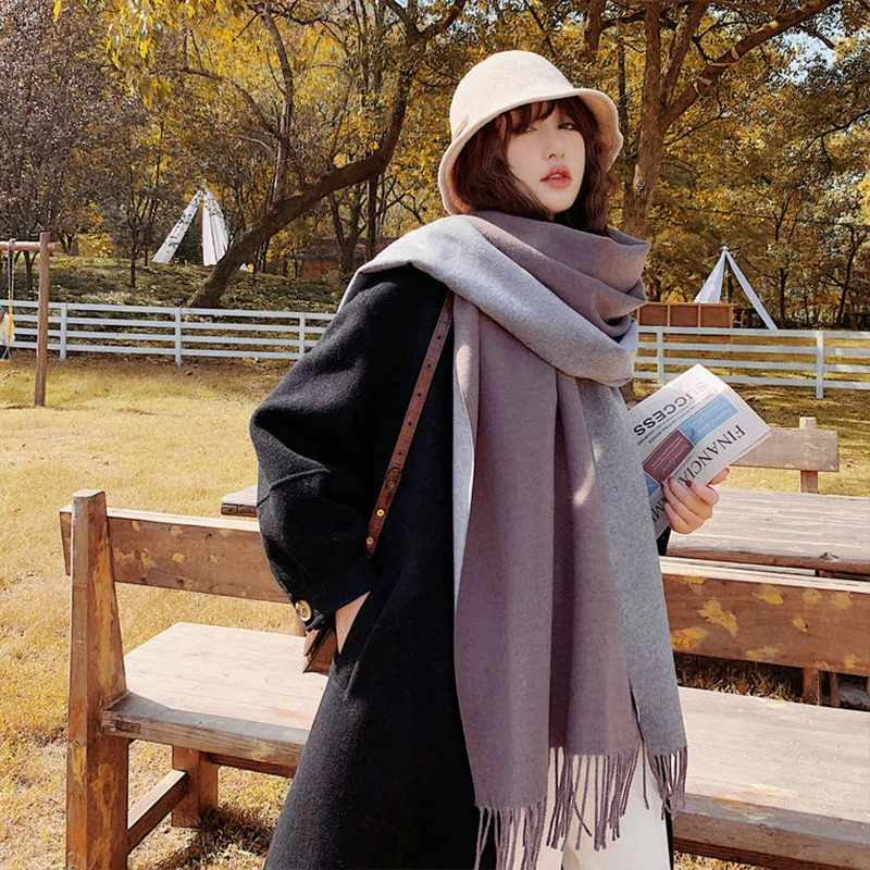 

New arrival women elegant wild soft thick patchwork scarf fresh comfortable trend warm outdoor cute double side fashion scarf