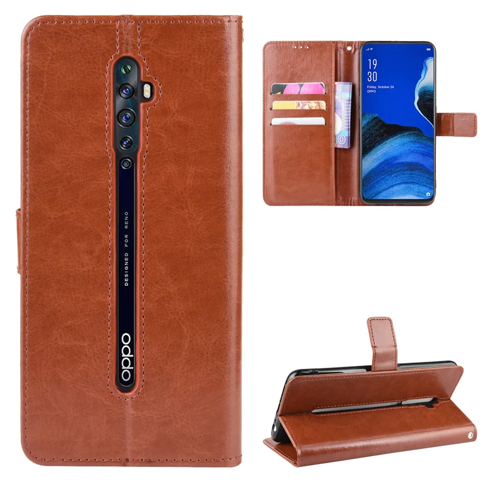 

For Oppo Reno2 Z 2Z Case Oppo Reno 2F Wallet Style Glossy Skin PU Leather Flip Cover For OPPO Reno 2Z Reno2 F 2F Phone Cases