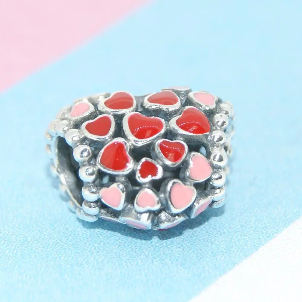Модные подвески Leabyl с красной эмалью в форме сердца для браслета ожерелья бусины