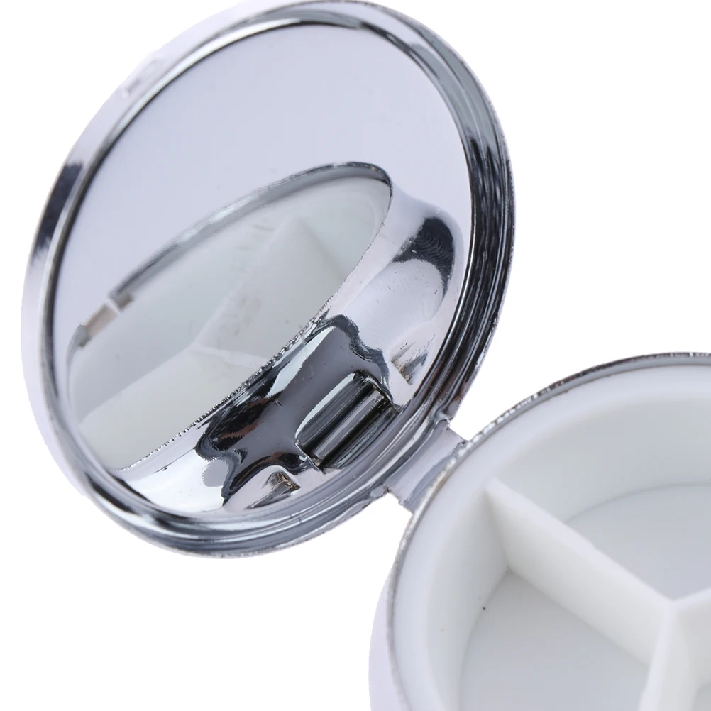 

3 Grids Metal Round Folding Medicine Box Portable Pocket Pill Organizer Case Random Color HOT