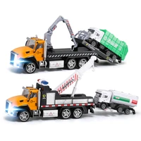 21cm trailer tow truck crane car model sound and light with alloy garbage truck diecast toy vehicles cars for children kids y187