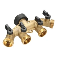h051 brass valve with 4 way divider for garden hose faucet outdoor dispenser 34 quick connector four irrigation dividers tube