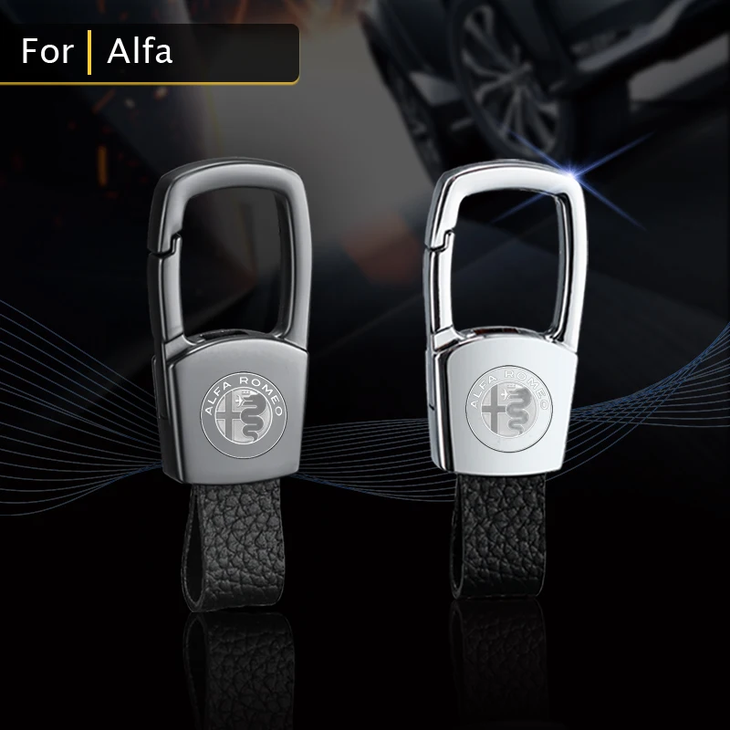 

For Alfa Romeo 159 156 147 Giulia Car Accessories the New Leather Car Keychain Decorative Keyring with Logo Alloy Car Keychain