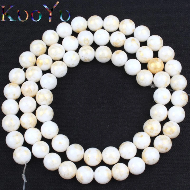 Натуральный камень белые бусины из нефрита разноцветные Золотые круглые свободные разделительные бусины для самостоятельного изготовления ювелирных изделий Аксессуары 4 6 8 10 12 мм 15 нитей
