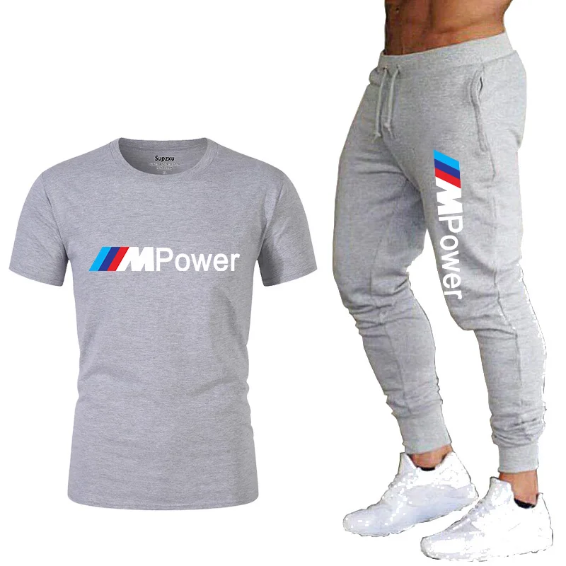 

2021 fashion casual sportswear summer letter printing suit men's jogging fitness suit men's suit T-shirt + pants 2-piece set