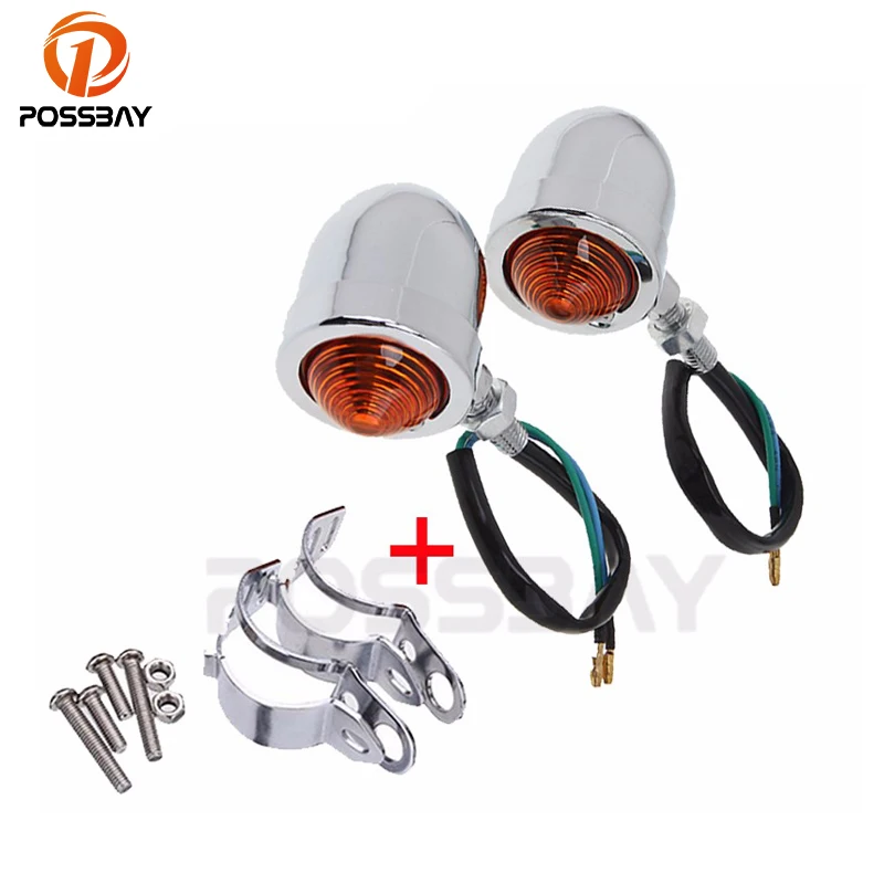POSSBAY Motorcycle Turn Signal Light Indicator Blinker Flasher for Suzuki Harley Bobber Chopper Honda Custom Lamps |