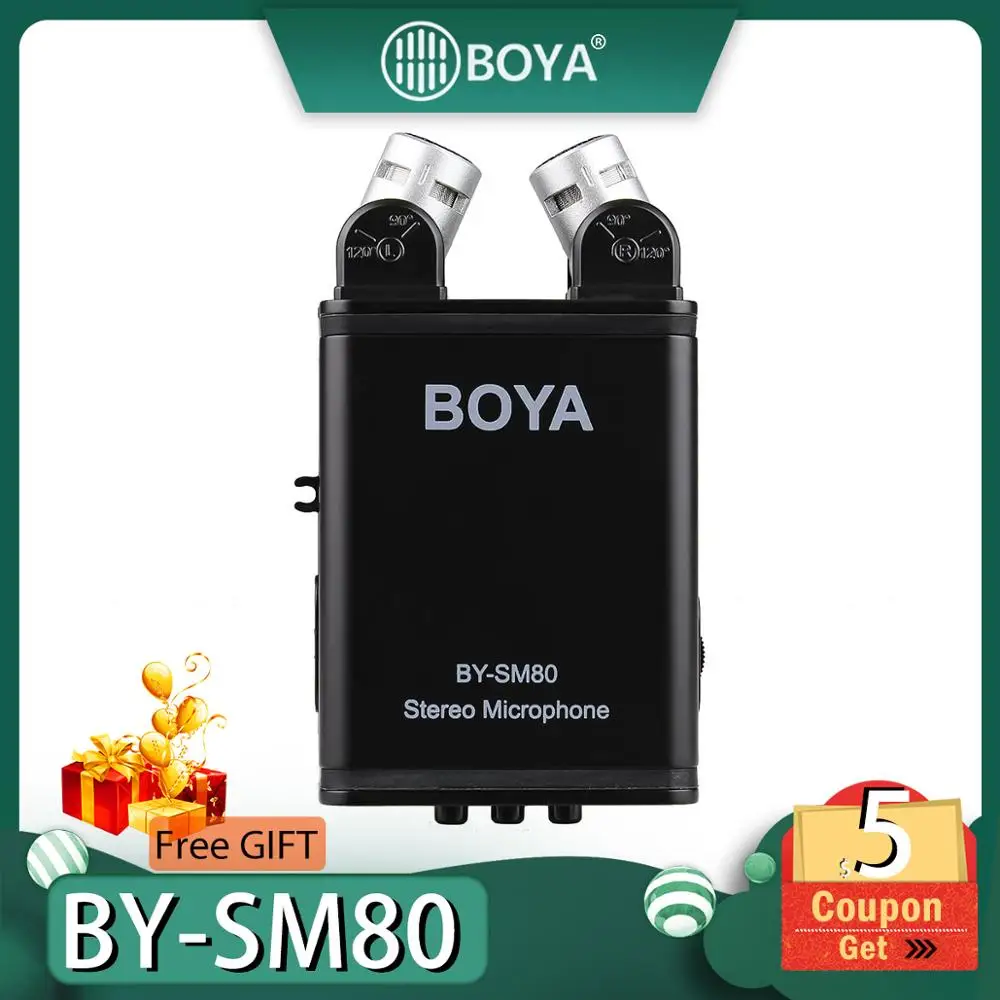 BOYA BY-SM80 стерео видео микрофон с лобовым стеклом для Canon для Nikon для sony DSLR камера видеокамера с микрофоном