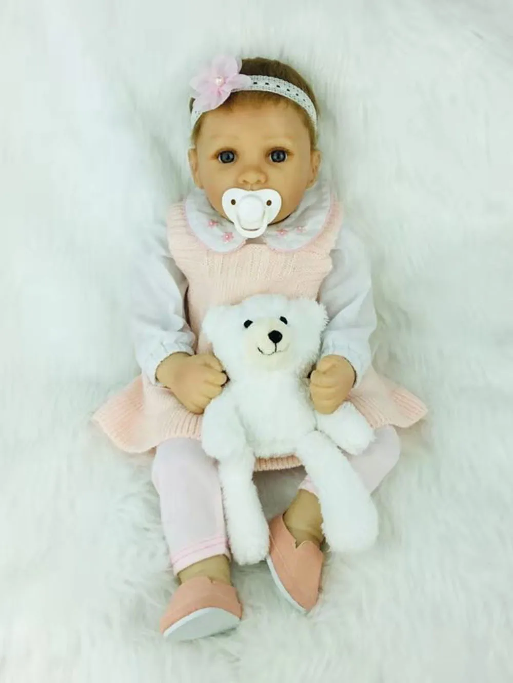 bear(white) Кукла Avani 'Nancy' 20 дюймов, ручная работа, реалистичные мягкие виниловые детские куклы, реалистичные куклы для новорожденных, куклы для новорожденных - Цвет: bear(white)