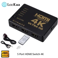 lcckaa hdmi compatible switcher 4k hd1080p 5 port hd switch selector splitter with hub ir remote controller for hdtv dvd tv box