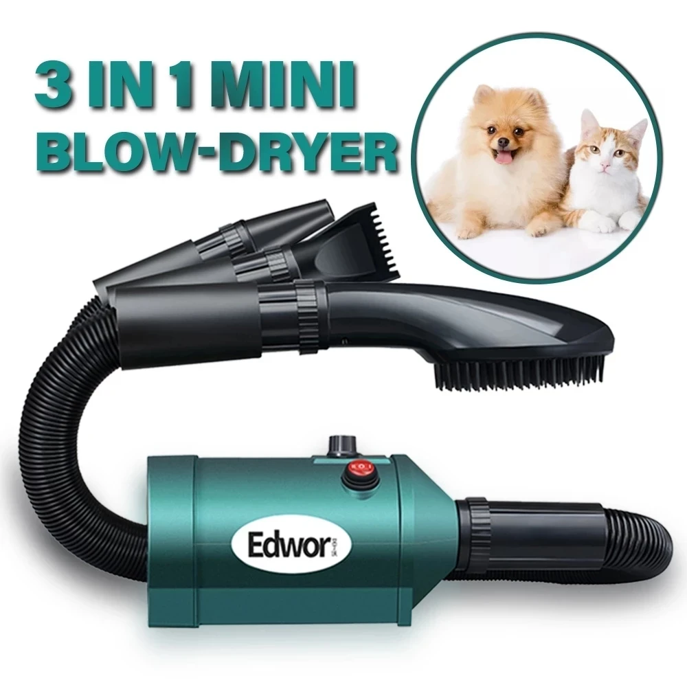 

3 IN 1 Mini Dog Hair Dryer For Small Medium Dogs Cat Grooming Brush High Velocity Pet Blower Adjustable Speed Blow Dryer Heater