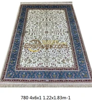 White Kashmir Silk Oriental Handmade Hand Knotted Persian Area Rug