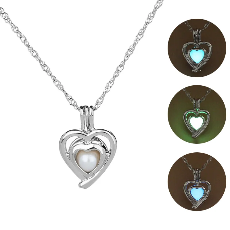 Женское ожерелье с подвеской в виде лотоса светящееся темноте пресноводным