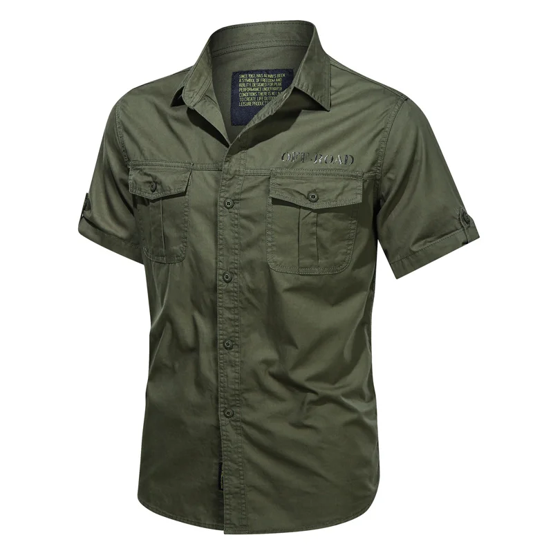 

2021 New Mens Short Sleeve Shirts Cotton Casual Summer Wearing Plus Size Men Military Shirt Buttons Top Breahable High Quality