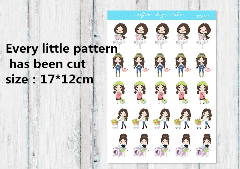 

1PC Cute Cartoon Girl Kawaii Stickers Decorative Sticker DIY Stationery Sticker Scrapbooking album Stickers