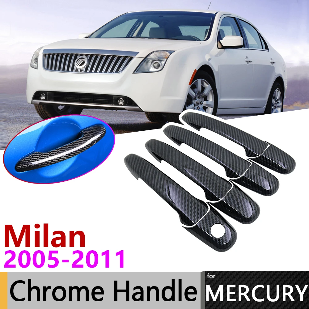 

Black Carbon Fiber Door Handle Cover for Mercury Milan 2005~2012 2008 2009 2010 2011 Car Accessories Stickers Trim Set Chrome