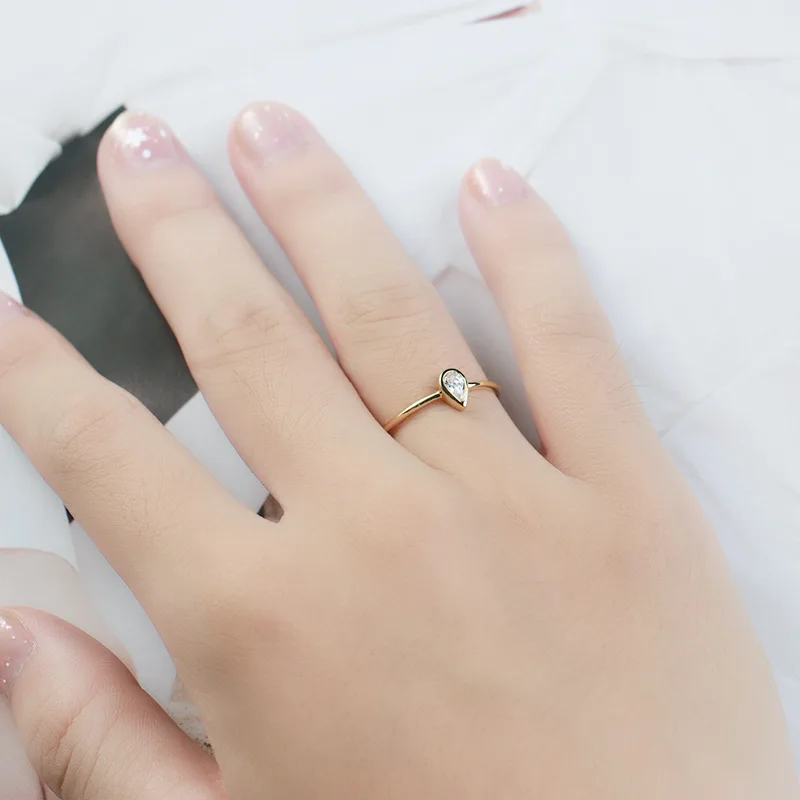 Классические Многослойные кольца 9K из настоящего желтого золота с кристаллами и