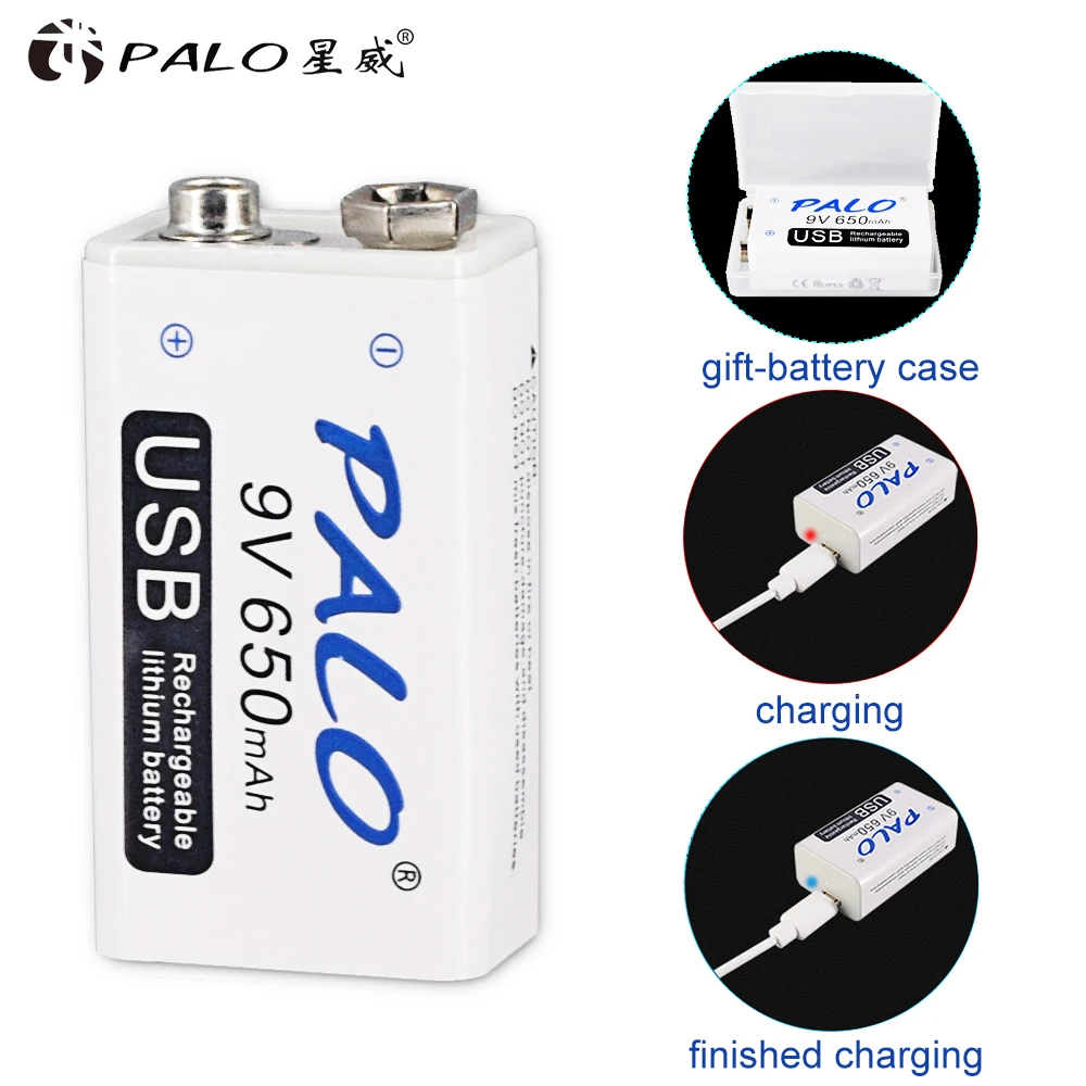 Аккумуляторная батарея PALO 9 в USB 6f22 для игрушек литий ионная В|Перезаряжаемые