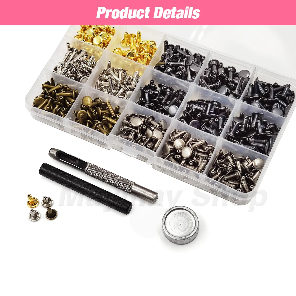 Металлические двойные заклепки гвоздики круглые шипы для ногтей с комплектами