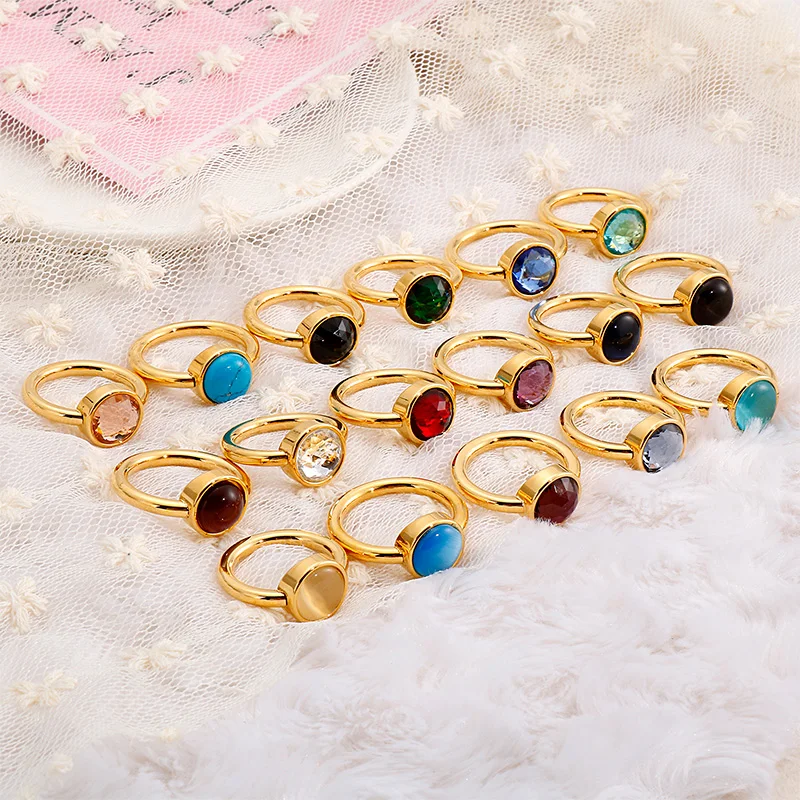 Кольцо KALEN из красочного хрустального камня женское богемное кольцо нержавеющей