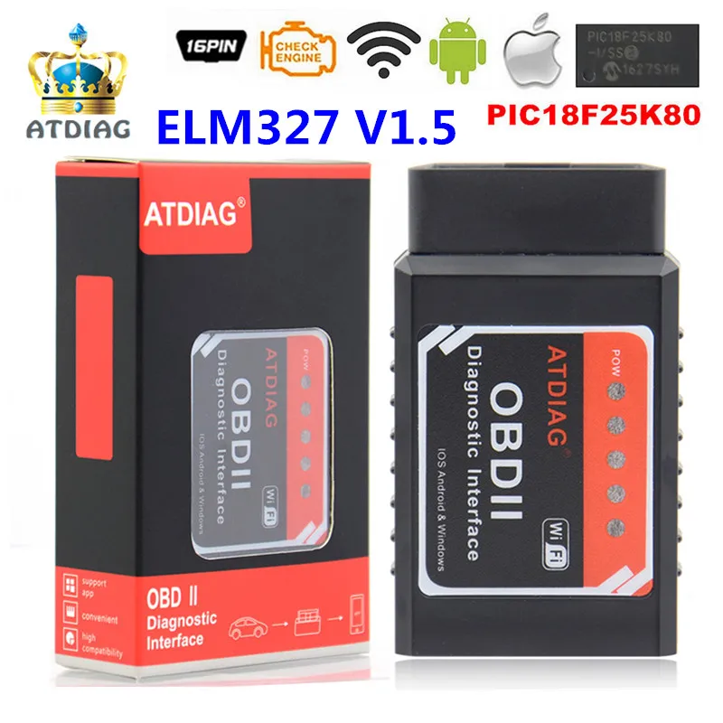 10 шт. OBD сканер OBD2 ELM327 прошивка V1.5 чип PIC18F25K80 беспроводной для Android или iOS ELM 327