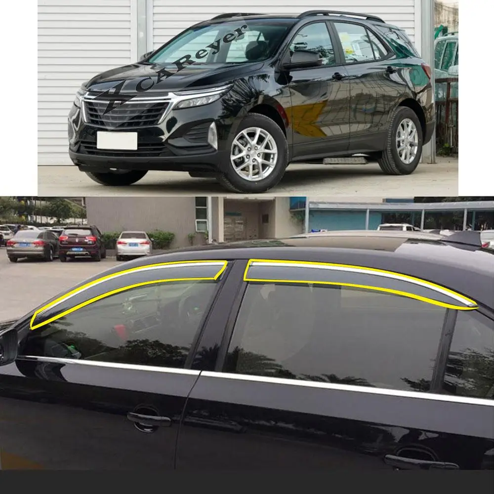 

Car Sticker Plastic Window Glass Wind Visor Rain/Sun Guard Vent Parts Weather Awnings For CHEVROLET Equinox Third GE 2017-2021