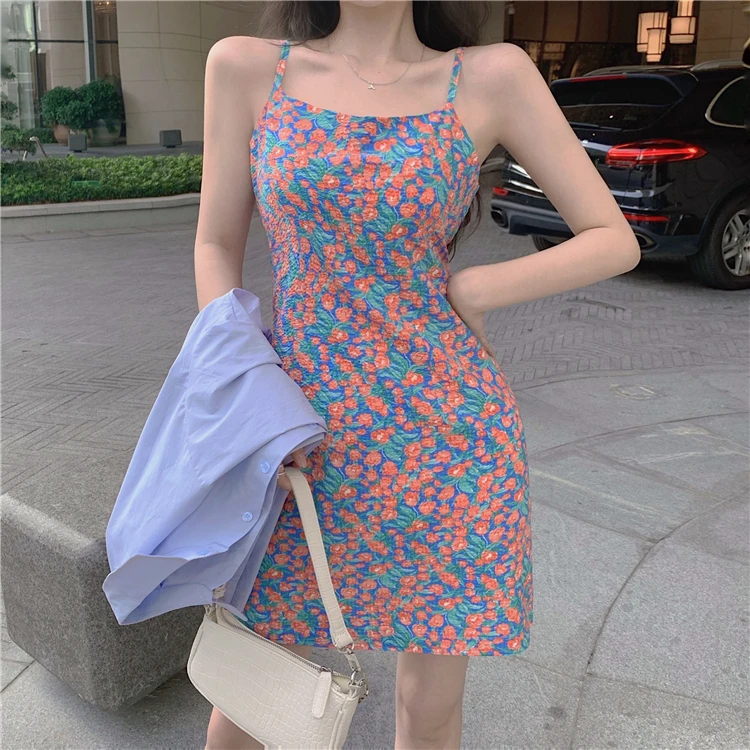 

платье летнее женское2021 Strapless Pleated Women Chiffon Dresses Female High Waist Spaghetti Strap Mini Dress Female clothing