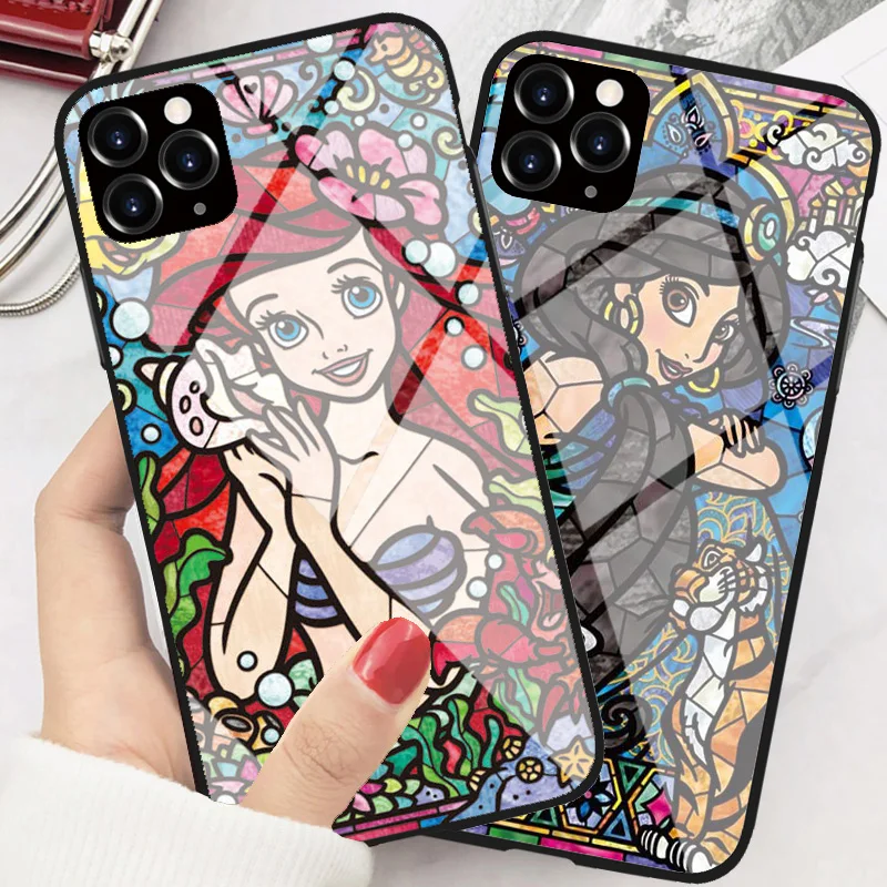 Чехол из закаленного стекла для телефона черный чехол iPhone 7 7Plus 6S 8 Plus 11 11PRO XS MAX