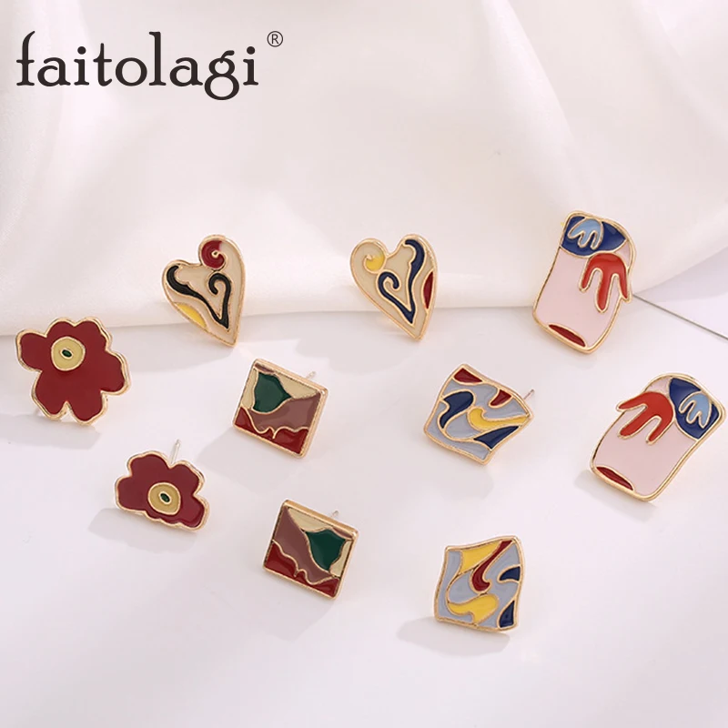 Женские винтажные серьги гвоздики в форме сердца Необычные этнические стиле