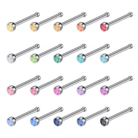 zs 20pcslot mix cz crystal stainless steel nose studs rings 18g nose piercing studs for women body piercing jewelry
